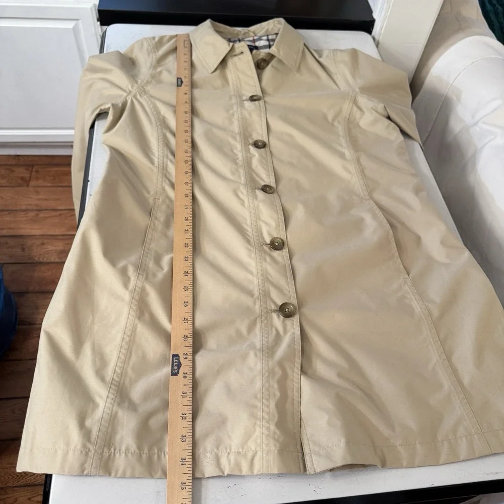 Lands' End Beige Trench Coat with Plaid Lining